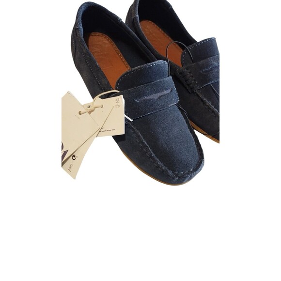 Zara Kids Boys Loafers Navy Blue Leather Round Toe Slip On Shoes Sz EU33/US 2 - Picture 3 of 10